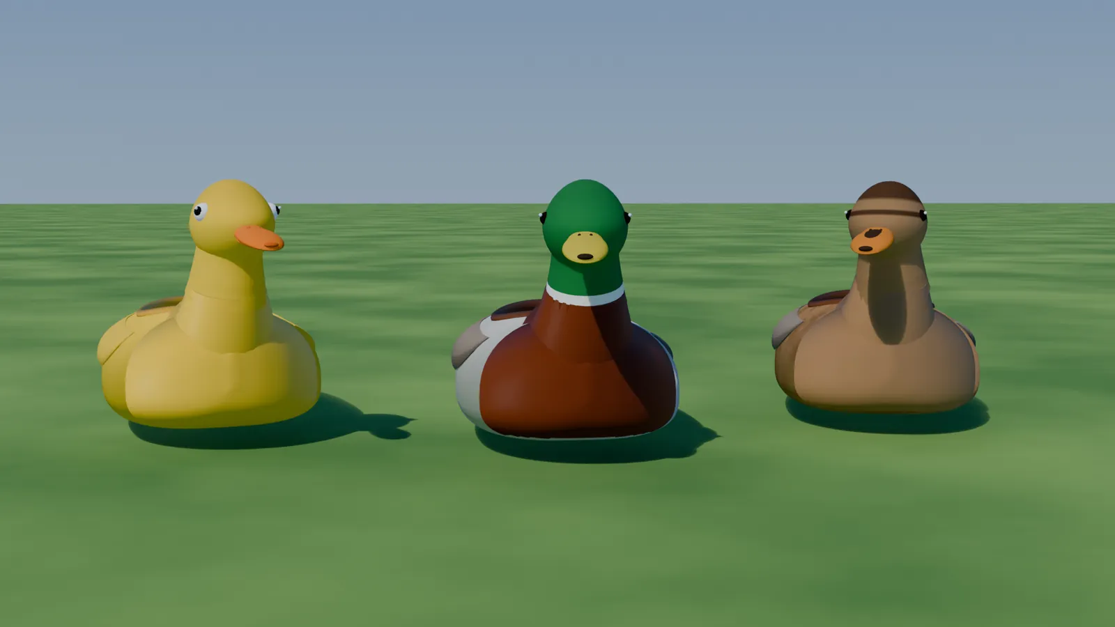 The three Quackmobils: drake, hen and rubber duck
