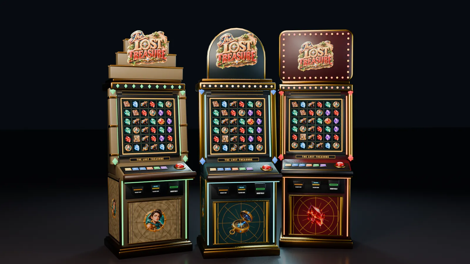 Three Lost Treasure cabinets